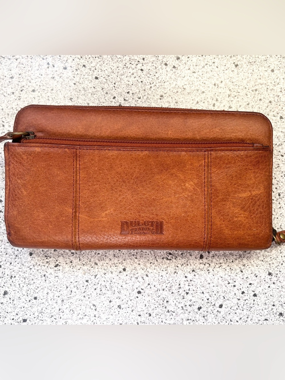 Duluth Trading Co Lifetime Leather Brown Zip Around Organizer Wallet